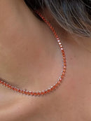 Riviera 3 Pontas com Zircônia Laranja Fecho Joia ) em Prata 925 de Ródio Branco