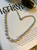 Riviera com Coração Cristal e Liso (Fecho Joia) em Prata 925 de Ródio Branco