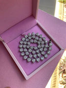 Riviera com Corações Cristal ( Fecho Joia) em Prata 925 de Ródio Branco