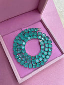 Riviera Fusion Esmeralda Colombiana Quadrado Arredondado (Fecho Joia) em Prata 925 de Ródio Branco