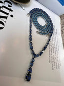 Riviera Gravata Azul Safira (Segunda) (Fecho Joia) em Prata 925 de Ródio Branco