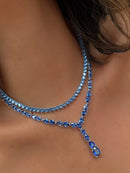 Riviera Gravata Azul Safira (Segunda) (Fecho Joia) em Prata 925 de Ródio Branco