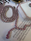 Riviera Gravata com Zircônia Rosa Claro (Fecho Joia) em Prata 925 de Ródio Branco