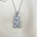 Colar elo português Pingente Ursinho Cravejado