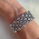 Bracelete Com Zircônia Oval E Banho Ródio Branco